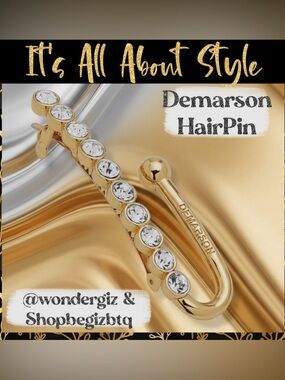 NWT Authentic Demarson Women's 12k Gold Plated Maia Crystal Hair Clip